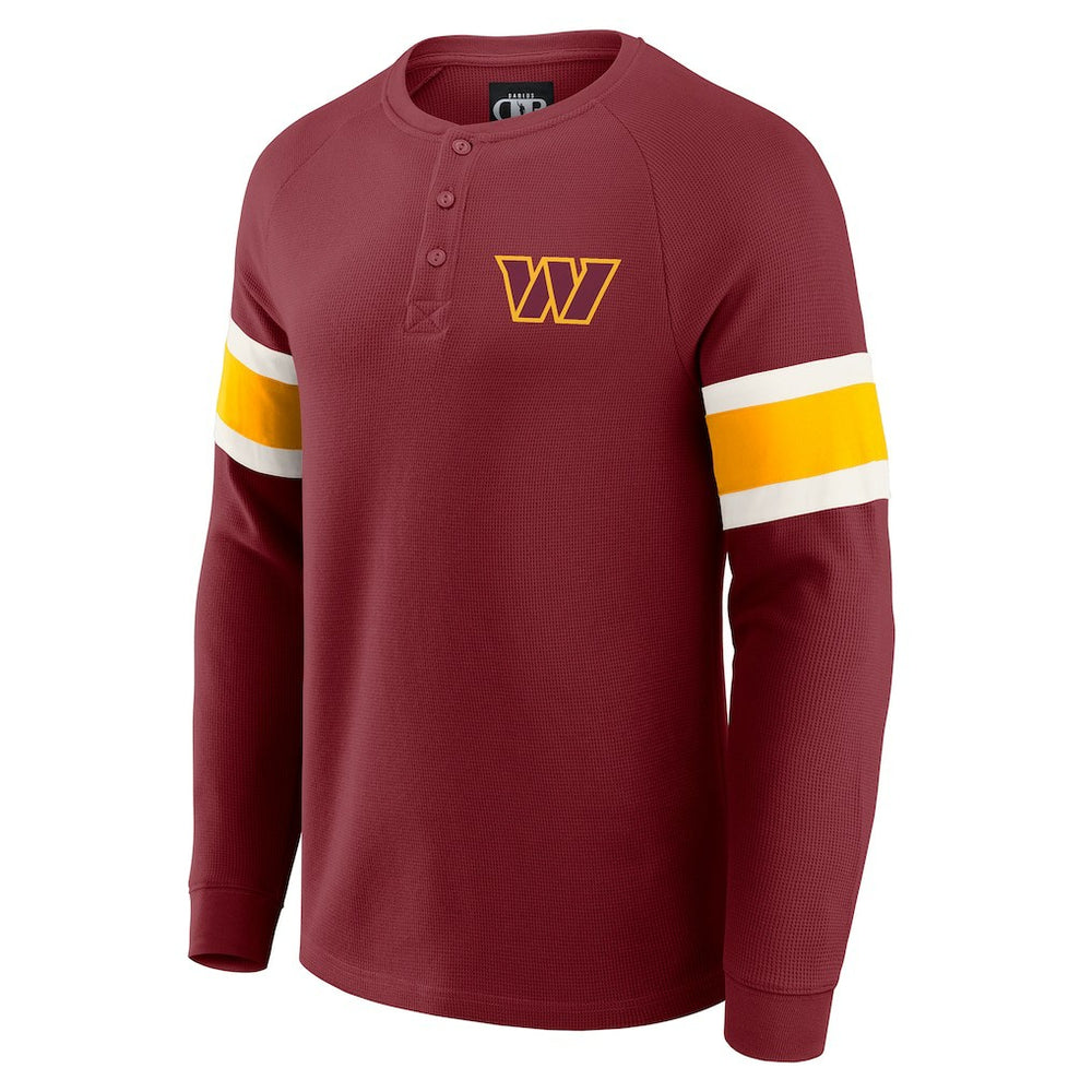 Washington Commanders Darius Rucker Collection Waffle-Knit Raglan Long Sleeve Henley T-Shirt - Burgundy T-shirts