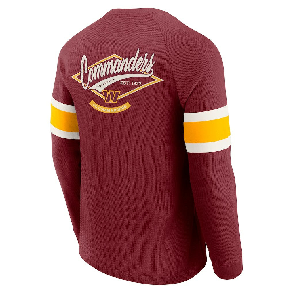 Washington Commanders Darius Rucker Collection Waffle-Knit Raglan Long Sleeve Henley T-Shirt - Burgundy T-shirts