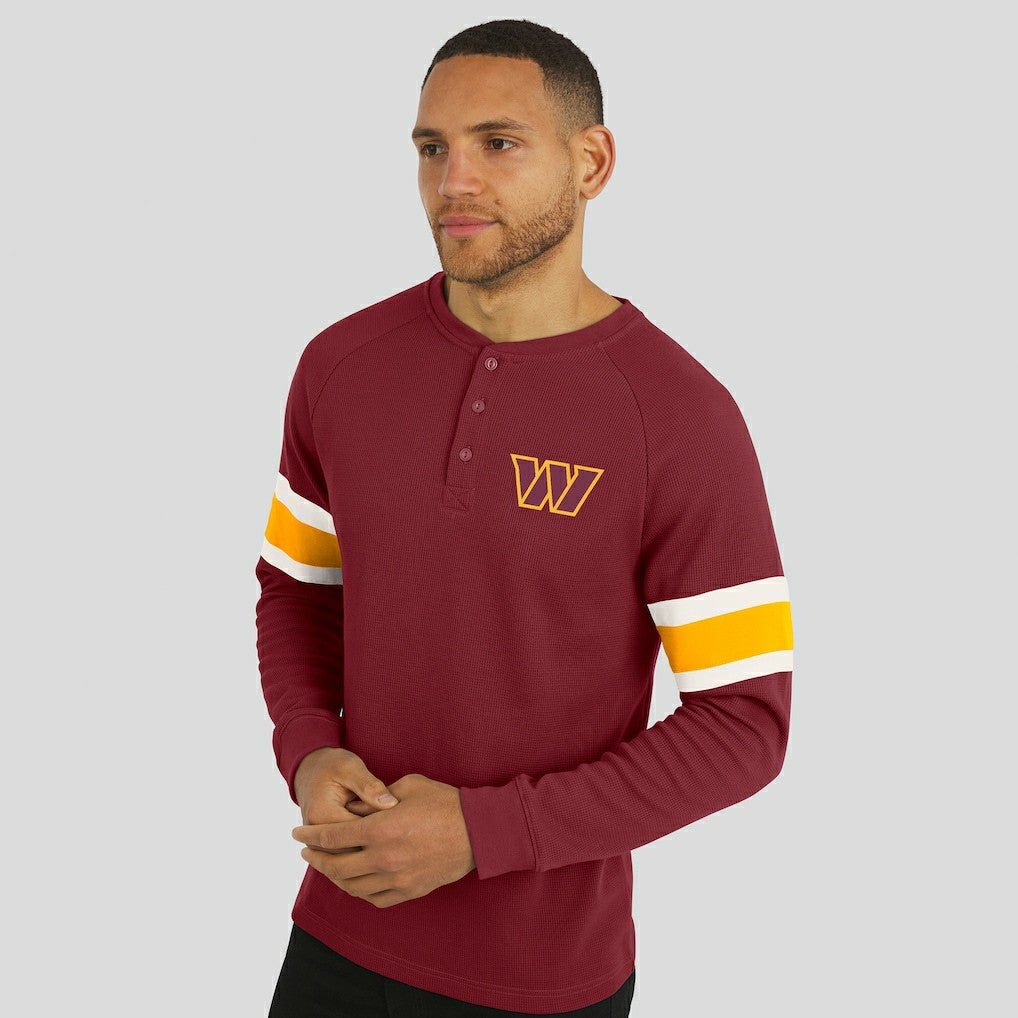 Washington Commanders Darius Rucker Collection Waffle-Knit Raglan Long Sleeve Henley T-Shirt - Burgundy T-shirts