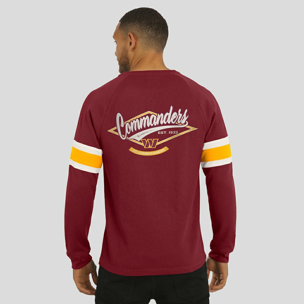 Washington Commanders Darius Rucker Collection Waffle-Knit Raglan Long Sleeve Henley T-Shirt - Burgundy T-shirts