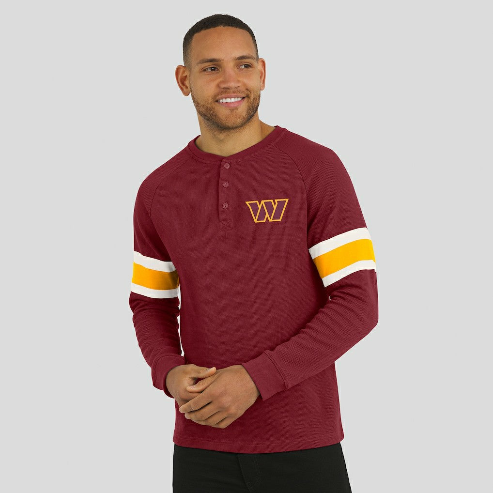 Washington Commanders Darius Rucker Collection Waffle-Knit Raglan Long Sleeve Henley T-Shirt - Burgundy T-shirts