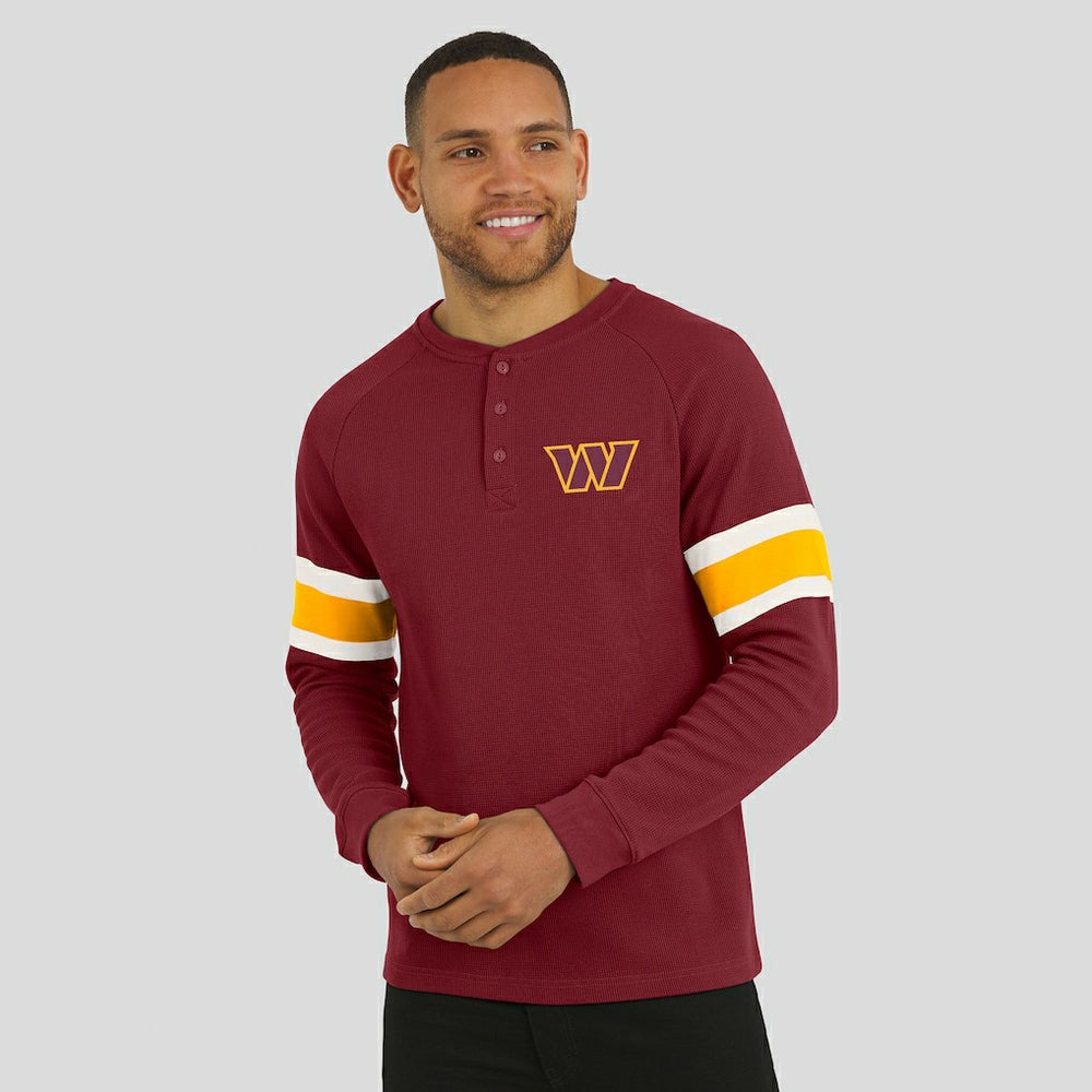 Washington Commanders Darius Rucker Collection Waffle-Knit Raglan Long Sleeve Henley T-Shirt - Burgundy T-shirts
