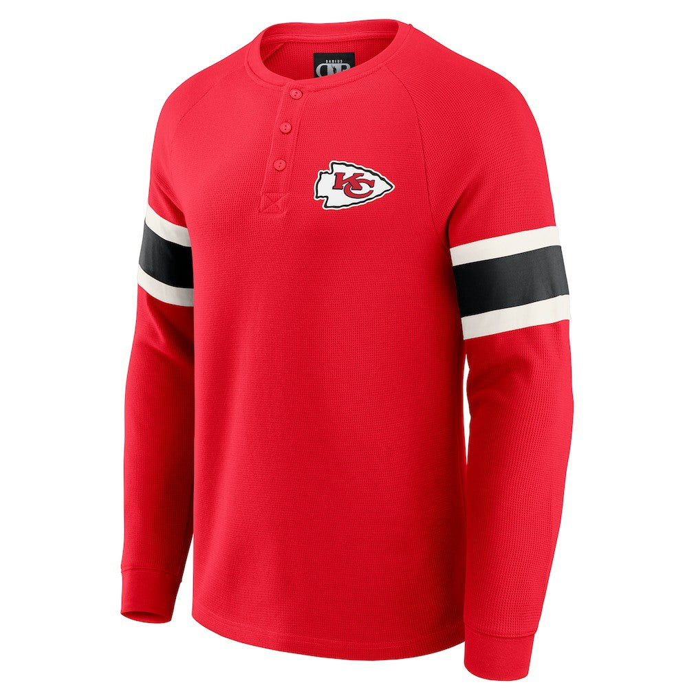 Kansas City Chiefs Darius Rucker Collection Waffle-Knit Raglan Long Sleeve Henley T-Shirt - Red T-shirts