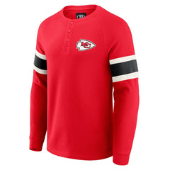 Kansas City Chiefs Darius Rucker Collection Waffle-Knit Raglan Long Sleeve Henley T-Shirt - Red T-shirts