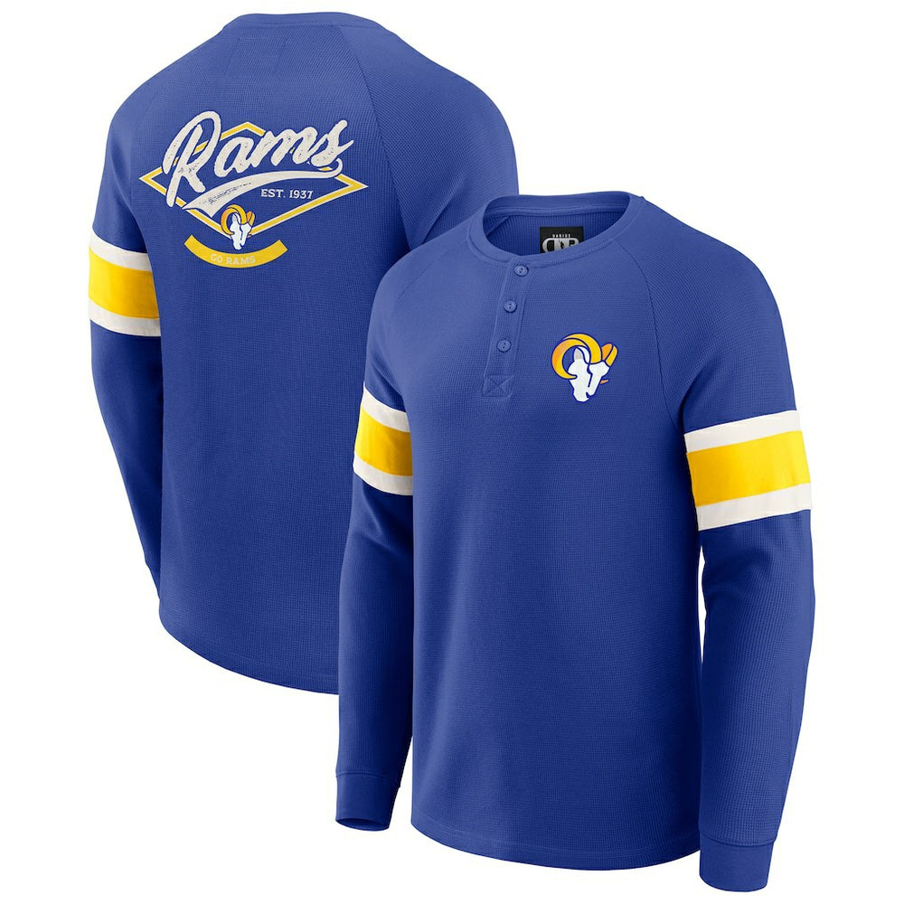 Los Angeles Rams Darius Rucker Collection Waffle-Knit Raglan Long Sleeve Henley T-Shirt - Royal T-shirts