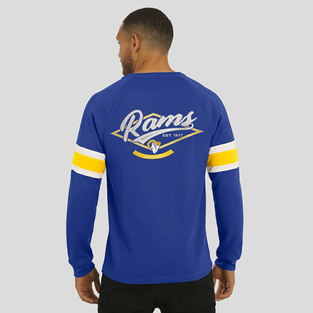 Los Angeles Rams Darius Rucker Collection Waffle-Knit Raglan Long Sleeve Henley T-Shirt - Royal T-shirts