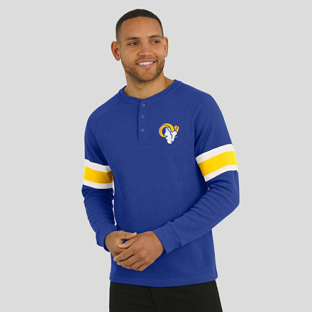 Los Angeles Rams Darius Rucker Collection Waffle-Knit Raglan Long Sleeve Henley T-Shirt - Royal T-shirts