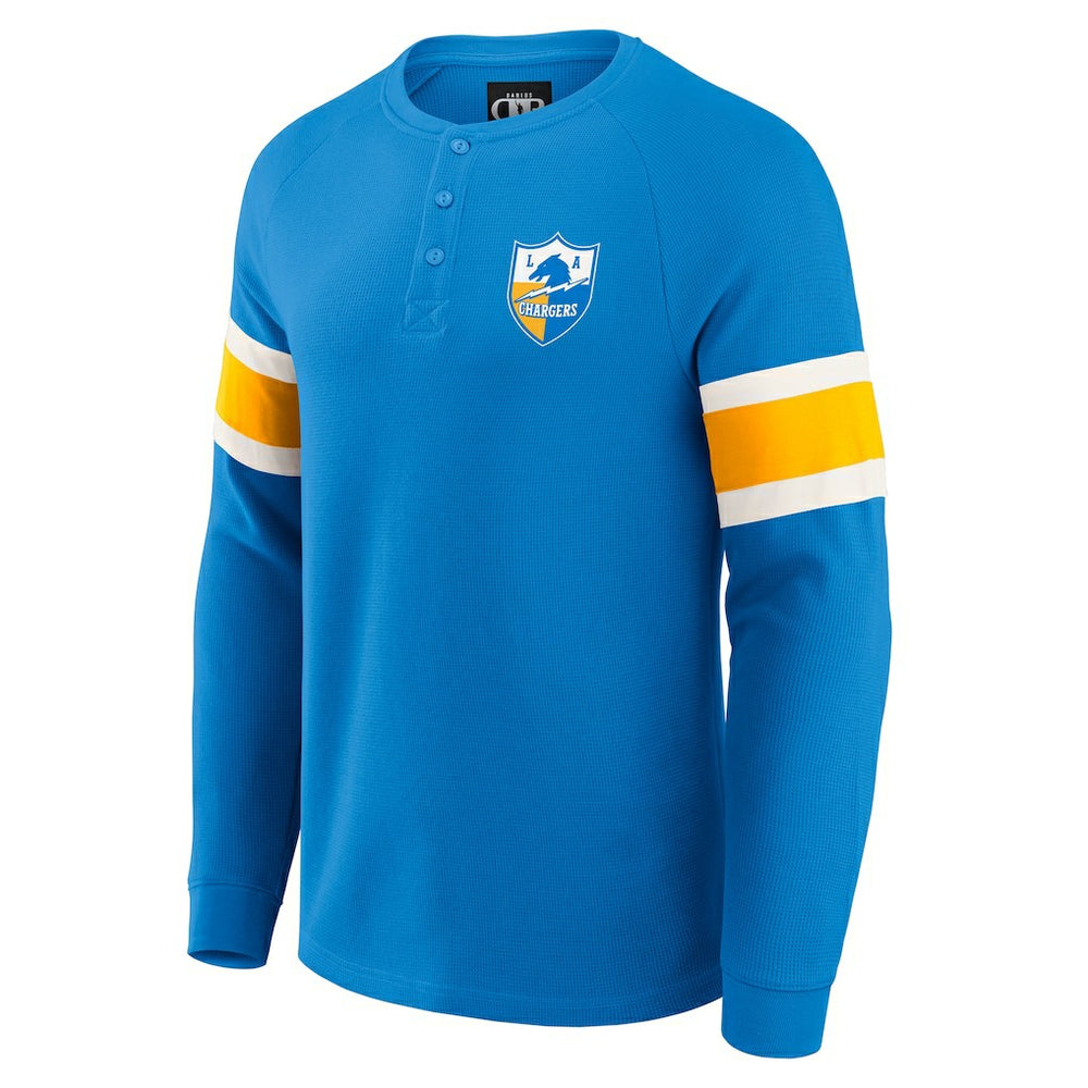 Los Angeles Chargers Darius Rucker Collection Waffle-Knit Raglan Long Sleeve Henley T-Shirt - Powder Blue T-shirts
