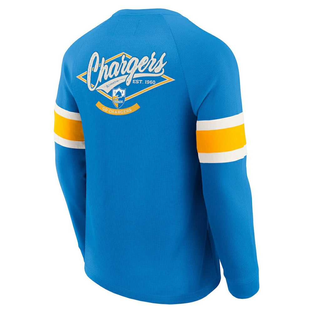 Los Angeles Chargers Darius Rucker Collection Waffle-Knit Raglan Long Sleeve Henley T-Shirt - Powder Blue T-shirts