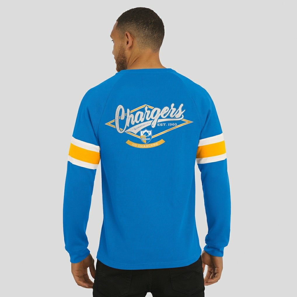 Los Angeles Chargers Darius Rucker Collection Waffle-Knit Raglan Long Sleeve Henley T-Shirt - Powder Blue T-shirts