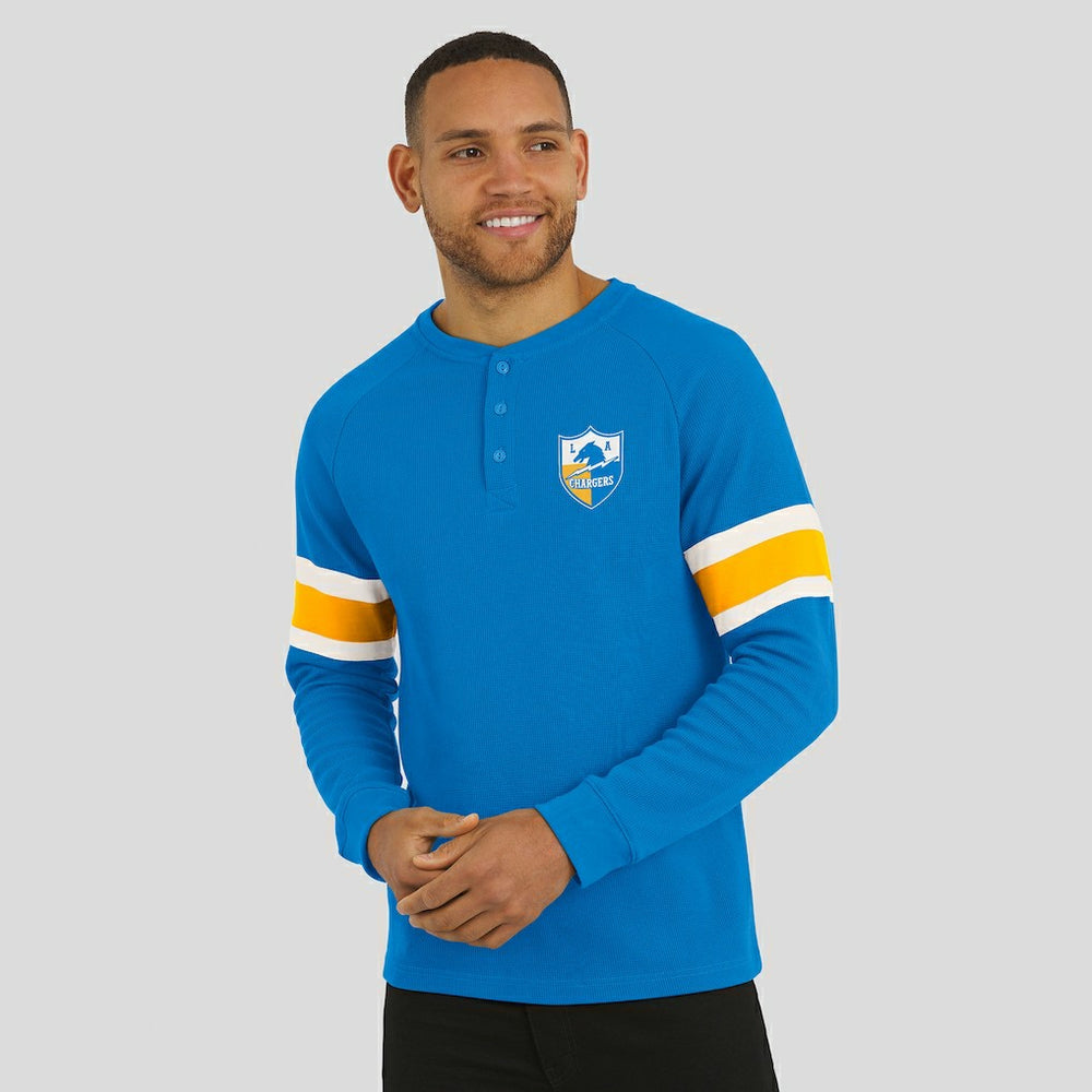 Los Angeles Chargers Darius Rucker Collection Waffle-Knit Raglan Long Sleeve Henley T-Shirt - Powder Blue T-shirts
