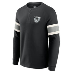 Las Vegas Raiders Darius Rucker Collection Waffle-Knit Raglan Long Sleeve Henley T-Shirt - Black T-shirts