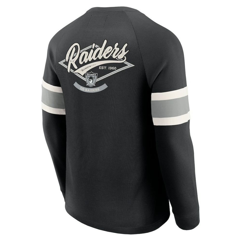Las Vegas Raiders Darius Rucker Collection Waffle-Knit Raglan Long Sleeve Henley T-Shirt - Black T-shirts