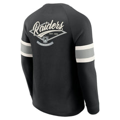 Las Vegas Raiders Darius Rucker Collection Waffle-Knit Raglan Long Sleeve Henley T-Shirt - Black T-shirts
