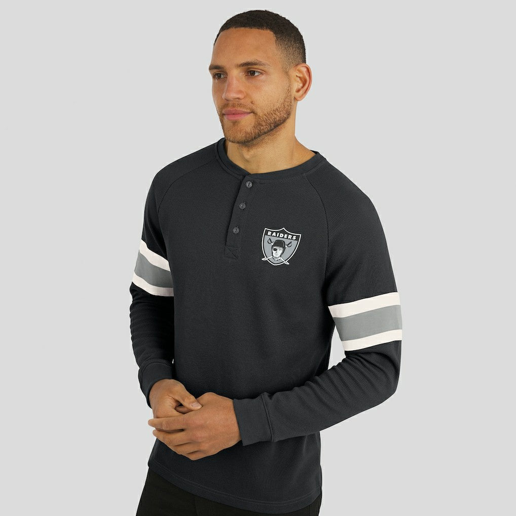 Las Vegas Raiders Darius Rucker Collection Waffle-Knit Raglan Long Sleeve Henley T-Shirt - Black T-shirts