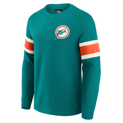 Miami Dolphins Darius Rucker Collection Waffle-Knit Raglan Long Sleeve Henley T-Shirt - Aqua T-shirts