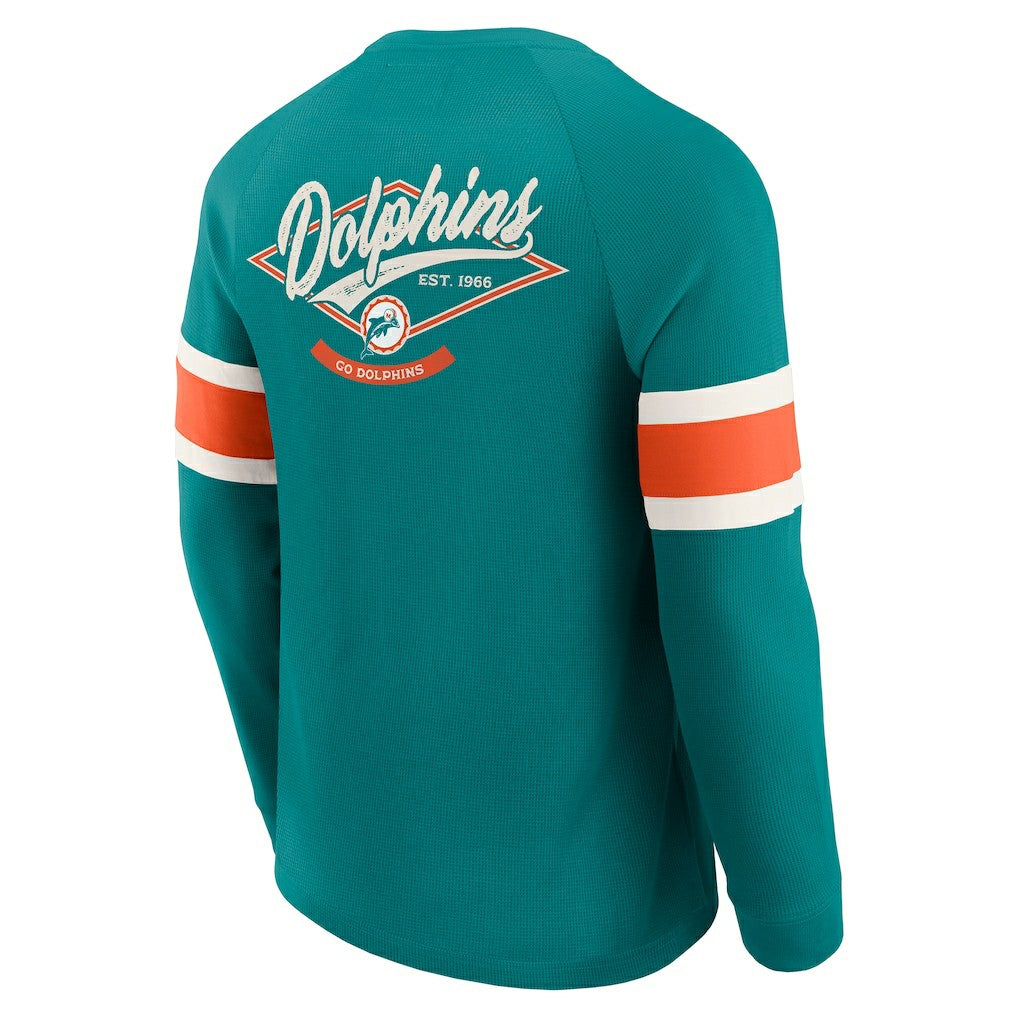 Miami Dolphins Darius Rucker Collection Waffle-Knit Raglan Long Sleeve Henley T-Shirt - Aqua T-shirts