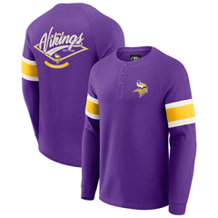 Minnesota Vikings Darius Rucker Collection Waffle-Knit Raglan Long Sleeve Henley T-Shirt - Purple T-shirts