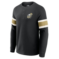 New Orleans Saints Darius Rucker Collection Waffle-Knit Raglan Long Sleeve Henley T-Shirt - Black T-shirts