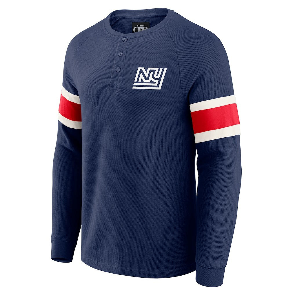 New York Giants Darius Rucker Collection Waffle-Knit Raglan Long Sleeve Henley T-Shirt - Navy T-shirts