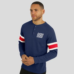 New York Giants Darius Rucker Collection Waffle-Knit Raglan Long Sleeve Henley T-Shirt - Navy T-shirts