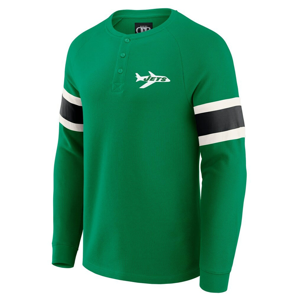 New York Jets Darius Rucker Collection Waffle-Knit Raglan Long Sleeve Henley T-Shirt - Kelly Green T-shirts
