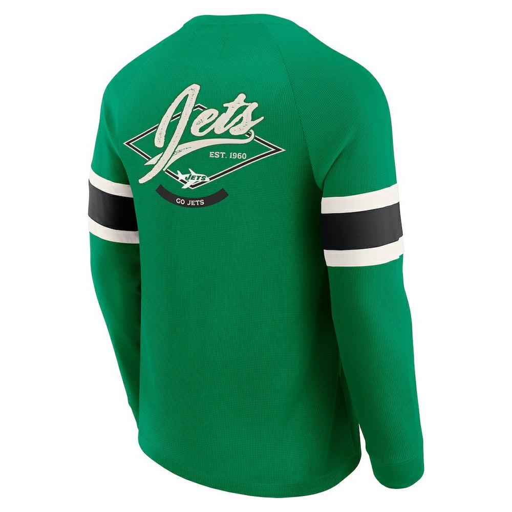 New York Jets Darius Rucker Collection Waffle-Knit Raglan Long Sleeve Henley T-Shirt - Kelly Green T-shirts