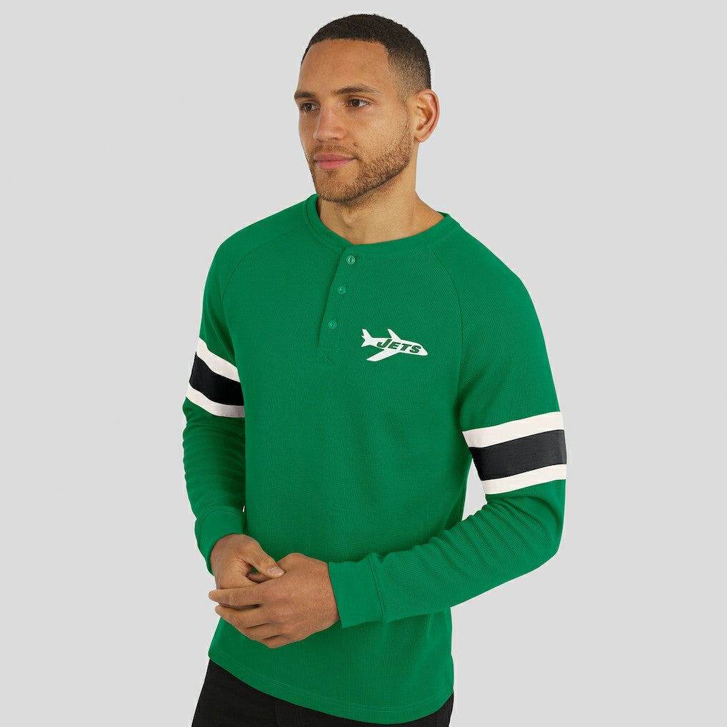 New York Jets Darius Rucker Collection Waffle-Knit Raglan Long Sleeve Henley T-Shirt - Kelly Green T-shirts