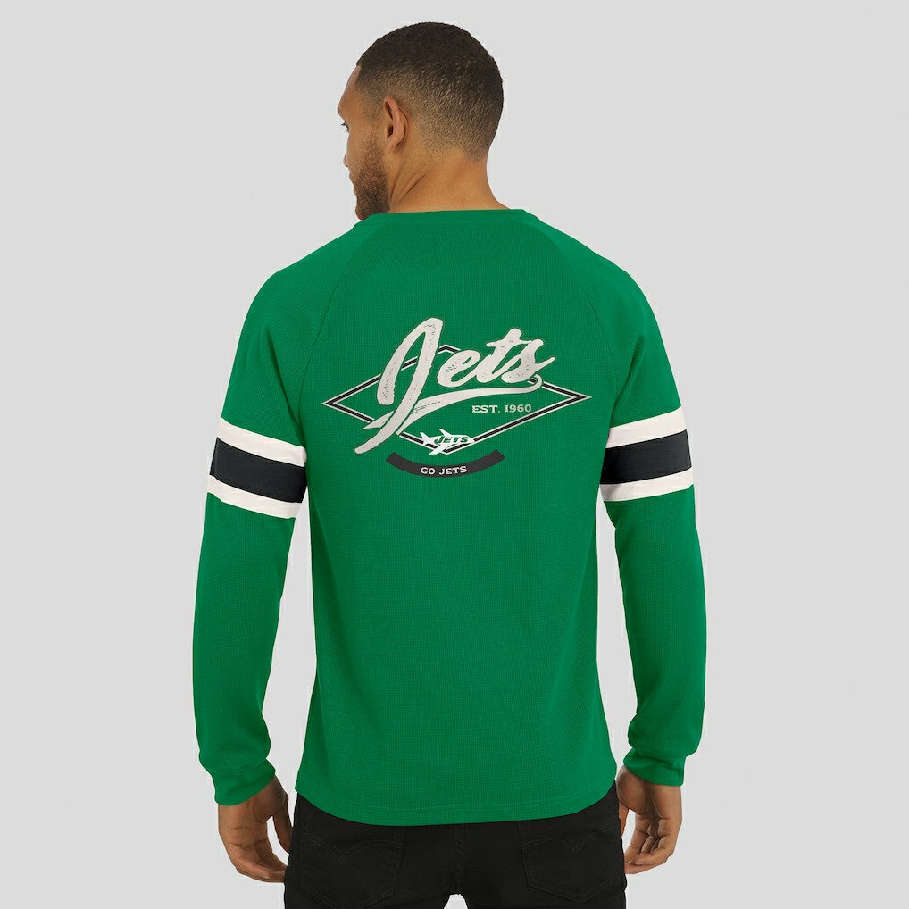 New York Jets Darius Rucker Collection Waffle-Knit Raglan Long Sleeve Henley T-Shirt - Kelly Green T-shirts