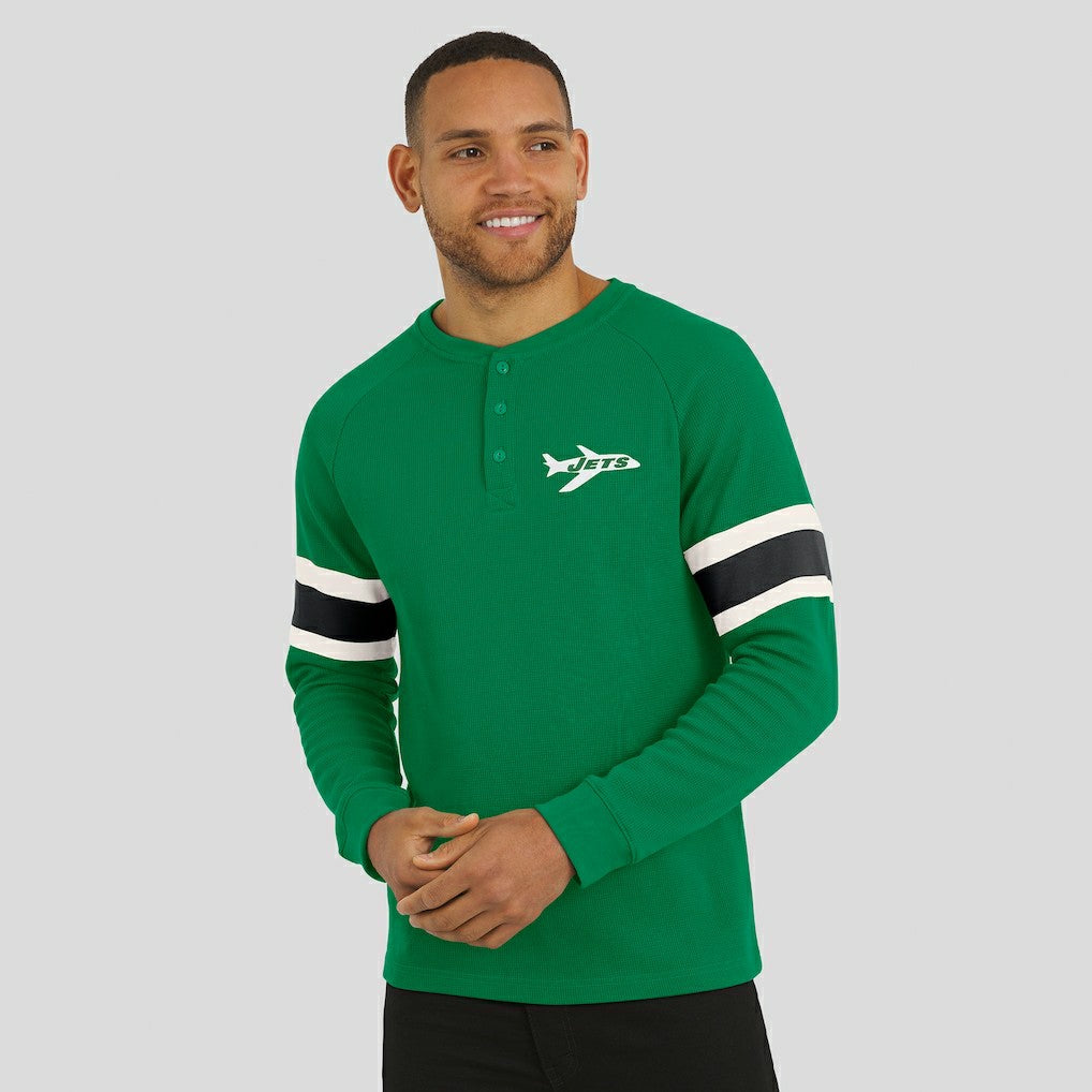 New York Jets Darius Rucker Collection Waffle-Knit Raglan Long Sleeve Henley T-Shirt - Kelly Green T-shirts
