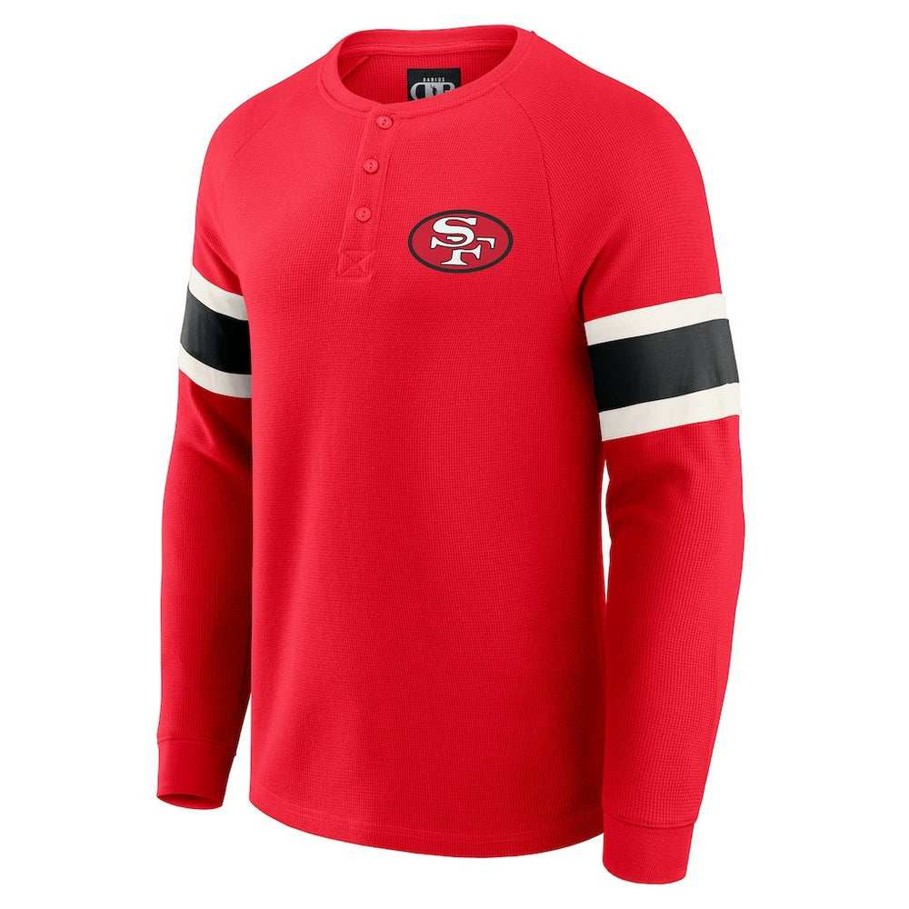 San Francisco 49ers Darius Rucker Collection Waffle-Knit Raglan Long Sleeve Henley T-Shirt - Scarlet T-shirts