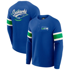 Seattle Seahawks Darius Rucker Collection Waffle-Knit Raglan Long Sleeve Henley T-Shirt - College Navy T-shirts