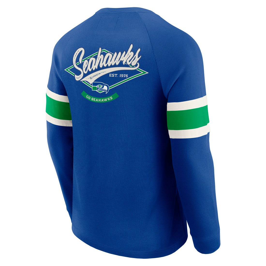 Seattle Seahawks Darius Rucker Collection Waffle-Knit Raglan Long Sleeve Henley T-Shirt - College Navy T-shirts