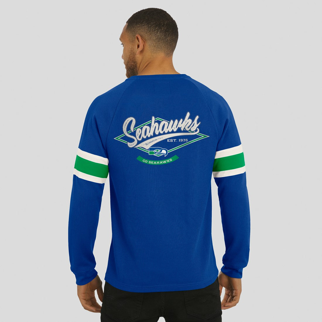 Seattle Seahawks Darius Rucker Collection Waffle-Knit Raglan Long Sleeve Henley T-Shirt - College Navy T-shirts