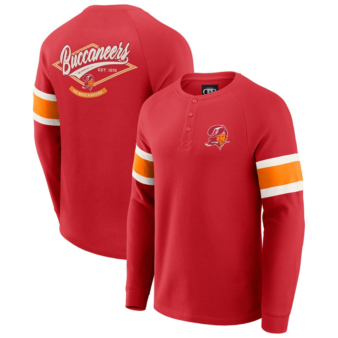 Tampa Bay Buccaneers Darius Rucker Collection Waffle-Knit Raglan Long Sleeve Henley T-Shirt - Red T-shirts