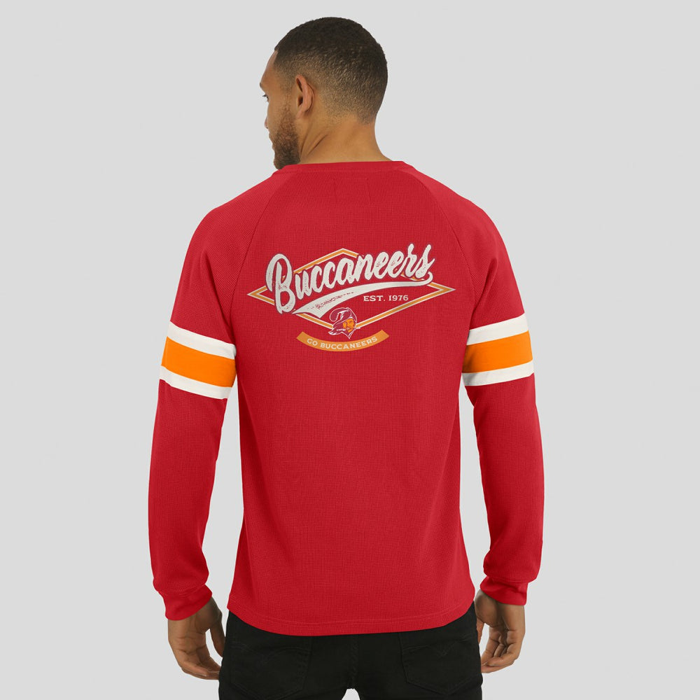 Tampa Bay Buccaneers Darius Rucker Collection Waffle-Knit Raglan Long Sleeve Henley T-Shirt - Red T-shirts