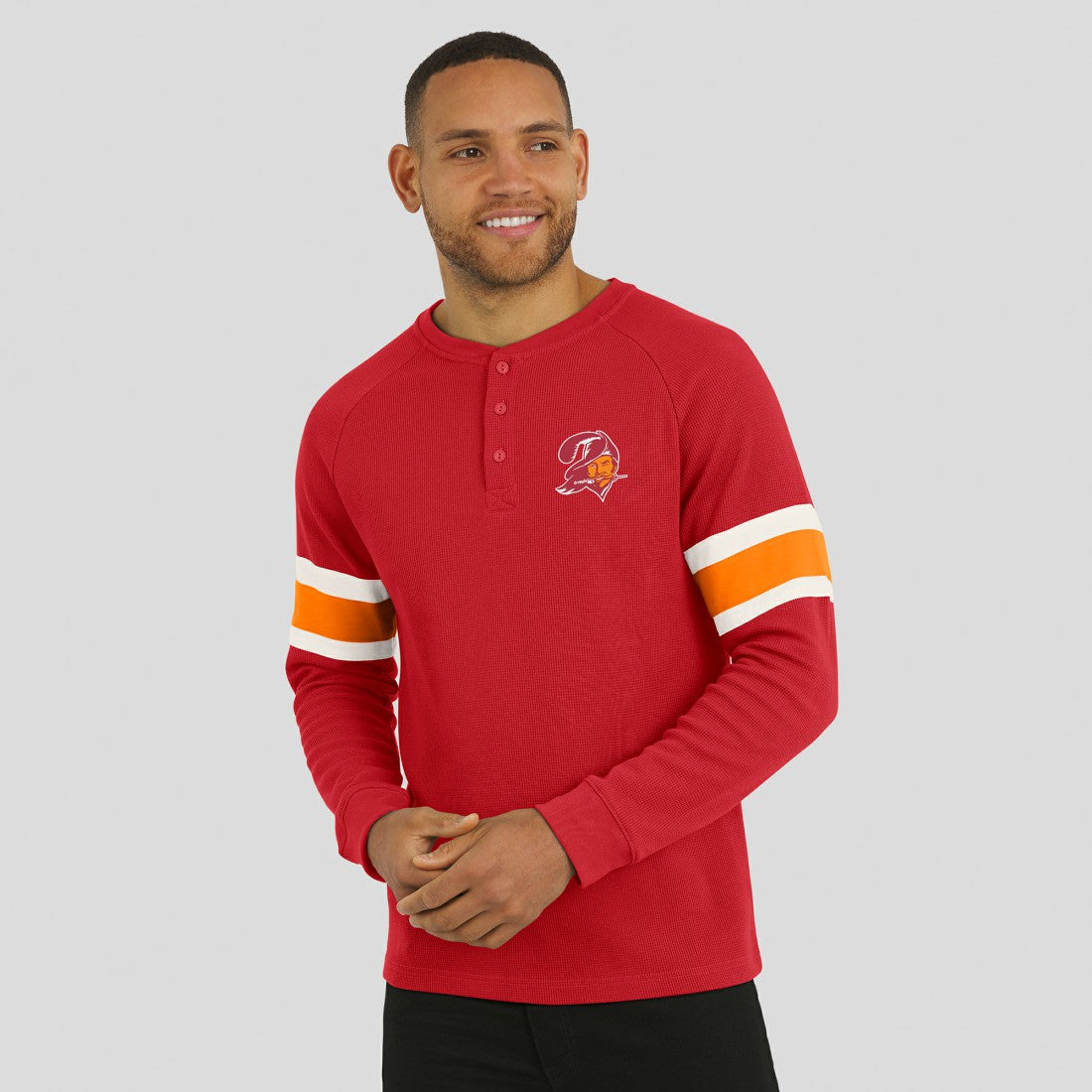 Tampa Bay Buccaneers Darius Rucker Collection Waffle-Knit Raglan Long Sleeve Henley T-Shirt - Red T-shirts
