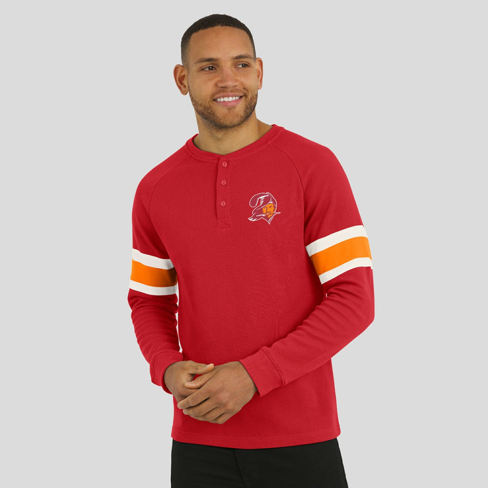 Tampa Bay Buccaneers Darius Rucker Collection Waffle-Knit Raglan Long Sleeve Henley T-Shirt - Red T-shirts