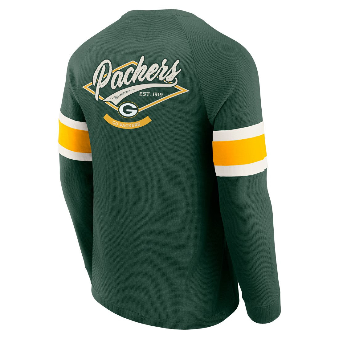 Green Bay Packers Darius Rucker Collection Waffle-Knit Raglan Long Sleeve Henley T-Shirt - Green T-shirts