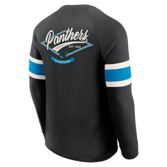 Carolina Panthers Darius Rucker Collection Waffle-Knit Raglan Long Sleeve Henley T-Shirt - Black T-shirts
