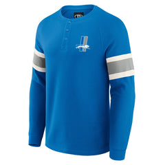 Detroit Lions Darius Rucker Collection Waffle-Knit Raglan Long Sleeve Henley T-Shirt - Blue T-shirts