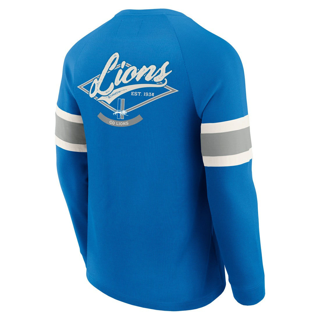 Detroit Lions Darius Rucker Collection Waffle-Knit Raglan Long Sleeve Henley T-Shirt - Blue T-shirts