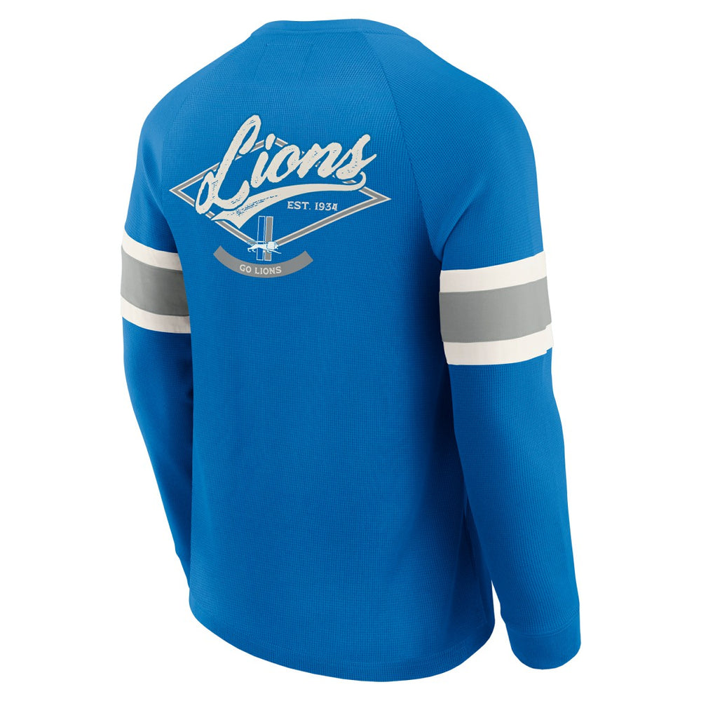 Detroit Lions Darius Rucker Collection Waffle-Knit Raglan Long Sleeve Henley T-Shirt - Blue T-shirts