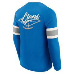 Detroit Lions Darius Rucker Collection Waffle-Knit Raglan Long Sleeve Henley T-Shirt - Blue T-shirts