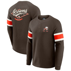 Cleveland Browns Darius Rucker Collection Waffle-Knit Raglan Long Sleeve Henley T-Shirt - Brown T-shirts