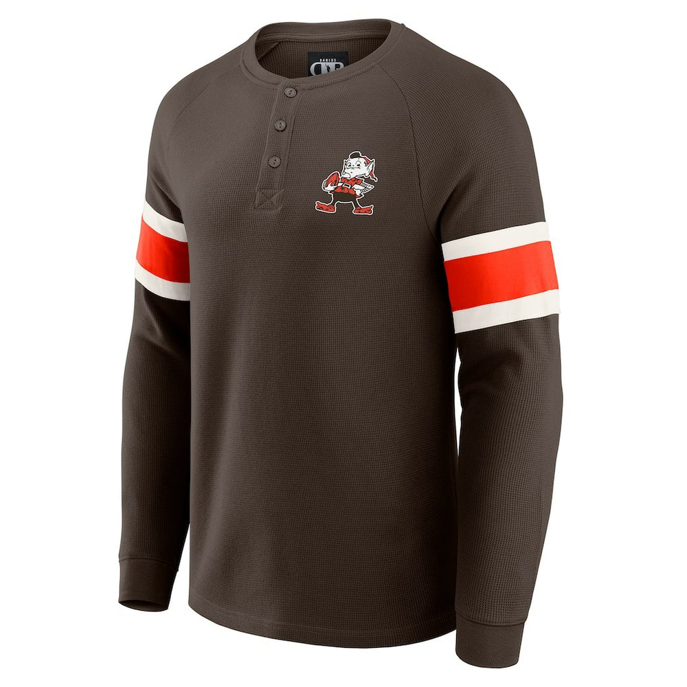 Cleveland Browns Darius Rucker Collection Waffle-Knit Raglan Long Sleeve Henley T-Shirt - Brown T-shirts