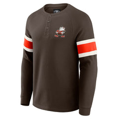 Cleveland Browns Darius Rucker Collection Waffle-Knit Raglan Long Sleeve Henley T-Shirt - Brown T-shirts
