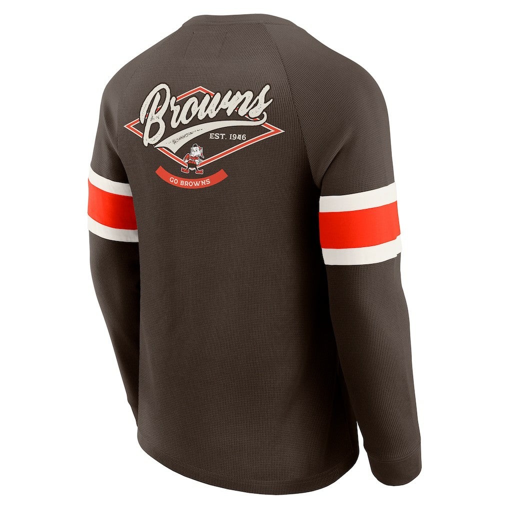 Cleveland Browns Darius Rucker Collection Waffle-Knit Raglan Long Sleeve Henley T-Shirt - Brown T-shirts