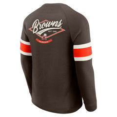Cleveland Browns Darius Rucker Collection Waffle-Knit Raglan Long Sleeve Henley T-Shirt - Brown T-shirts