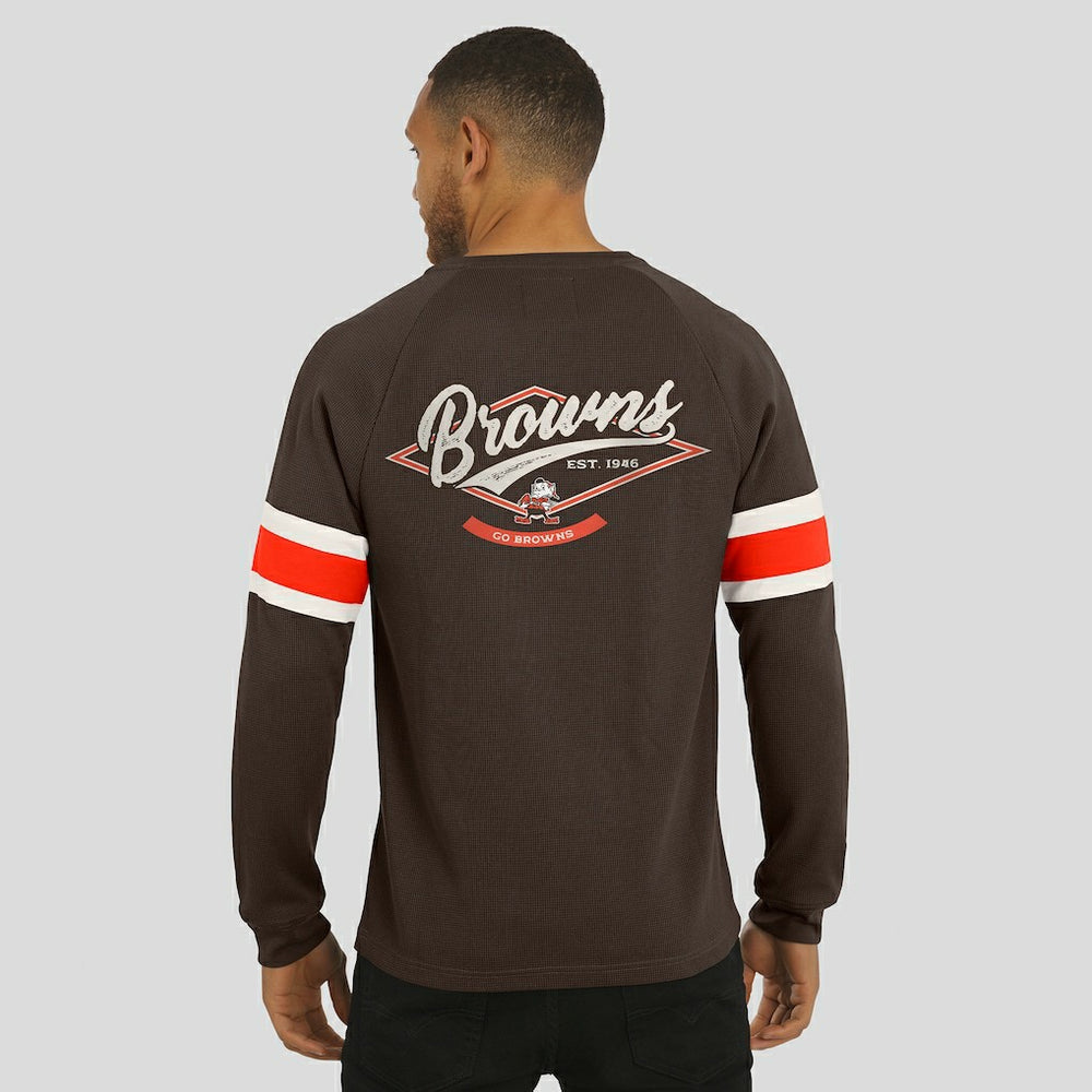 Cleveland Browns Darius Rucker Collection Waffle-Knit Raglan Long Sleeve Henley T-Shirt - Brown T-shirts